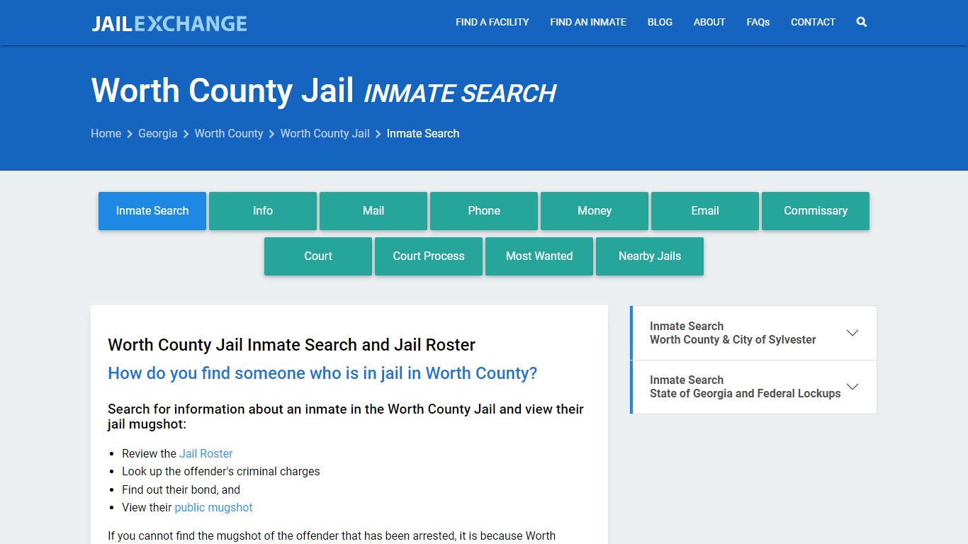 Inmate Search: Roster & Mugshots - Worth County Jail, GA