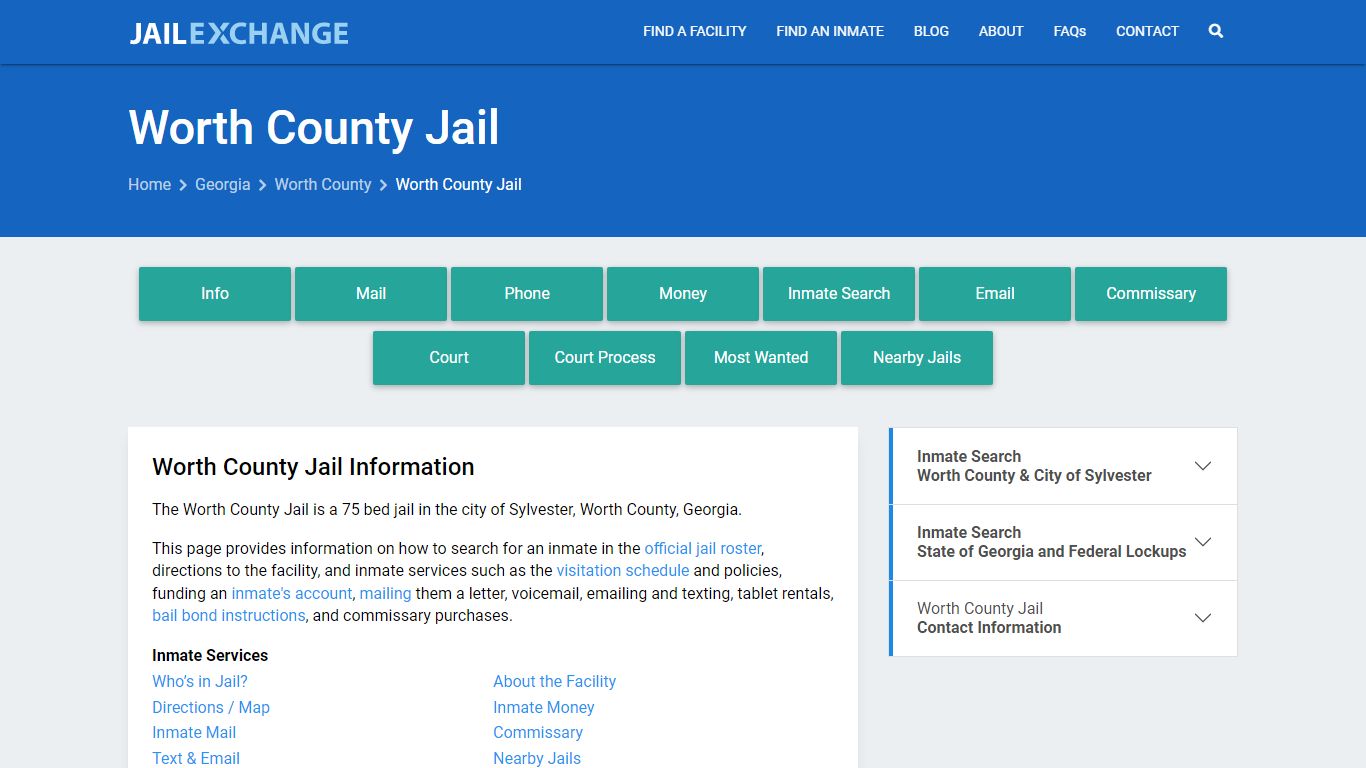 Worth County Jail, GA Inmate Search, Information